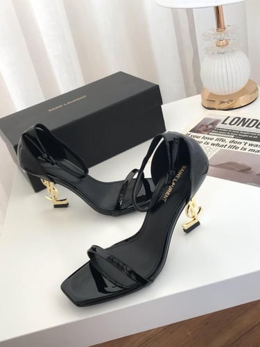 هيلز ( كعب ) سان لوران _ أسود ذهبي