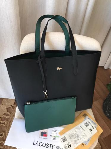 شنطة لاكوست _ دبل فيس زيتي أسود