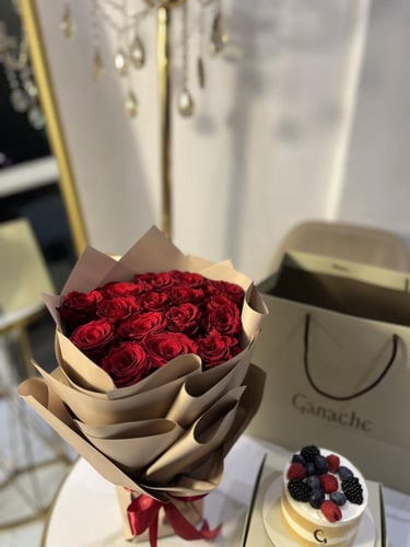 كيك وبوكيه ٢٥ ورده