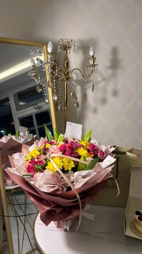 كيك ورد وبوكية المرح