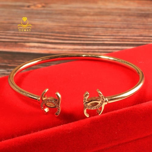 سوار ذهب عيار 18 تصميم هلال مزدوج – وزن 6.9 جرام