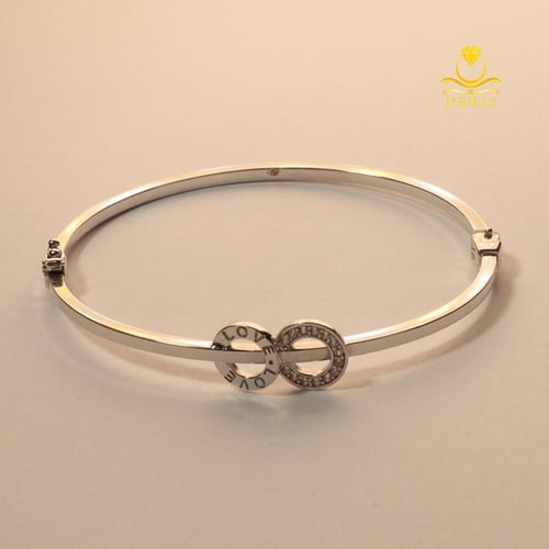 سوار ذهب أبيض عيار 18 تصميم حب لانهائي – وزن 5.6 ج...