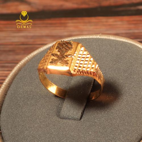 خاتم ذهب تصميم شعار السعودية عيار 21