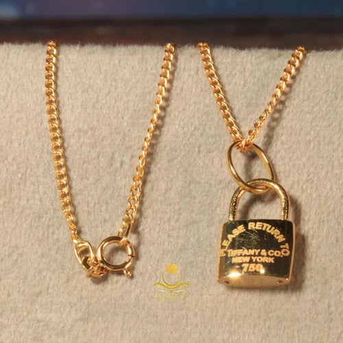 قلادة قفل تيفاني ذهب صافي عيار 18