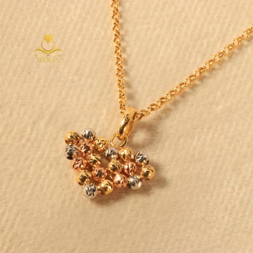 نصف طقم تصميم قلب ثلاثة ألوان ذهب صافي عيار 18