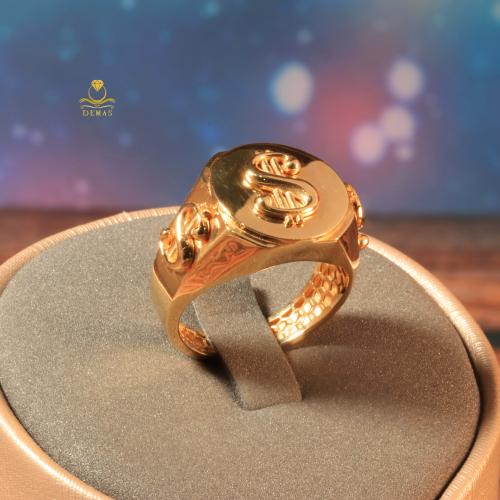 خاتم ذهب صافي رجالي شعار الدولار عيار 18