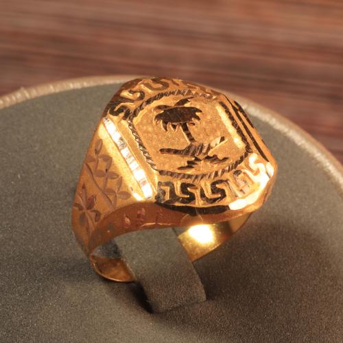 18K Gold Saudi Emblem Ring – 3.3g