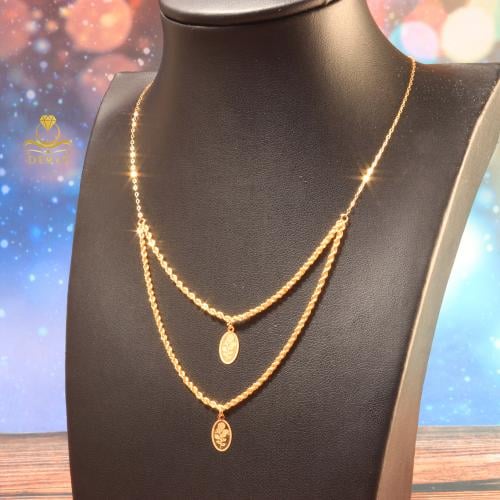 عقد ذهب دورين سبيكة بيضاوية عيار 21