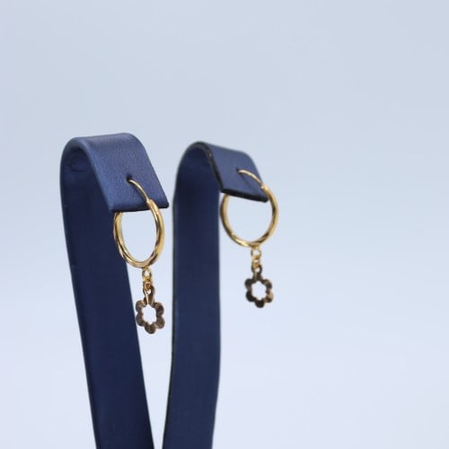 حلق دائري مع تعليقة وردة عيار 21