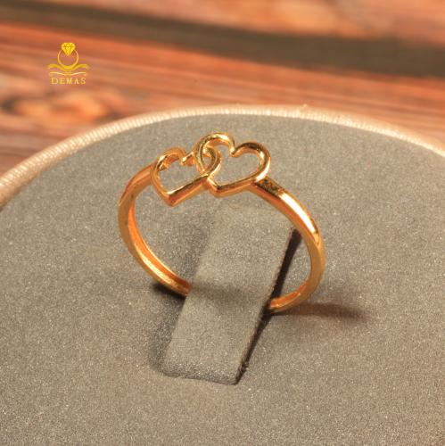 خاتم ذهب تصميم قلبين عيار 18