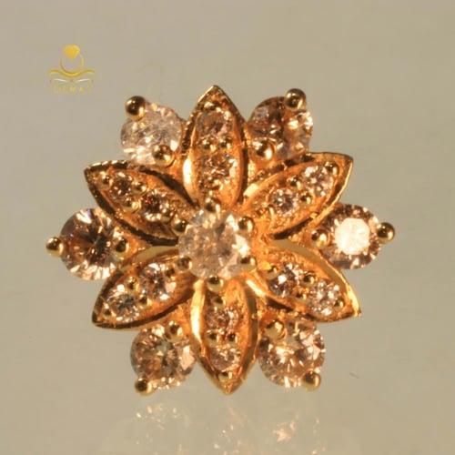 حلق ألماس أصلي ذهب عيار 18