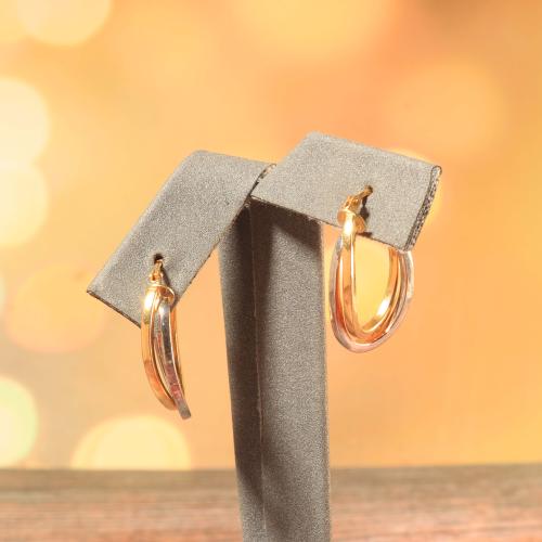 حلق ذهب دائري لونين عيار 18 وزن 1.8 جرام