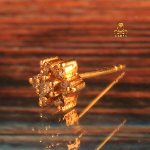 حلق ألماس أصلي ذهب عيار 18