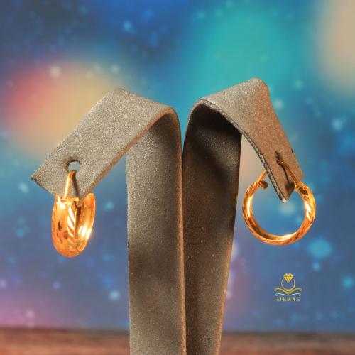 حلق دائري تصميم كلاسيكي ذهب صافي عيار 21