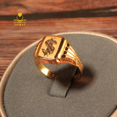 خاتم ذهب تصميم شعار دولار عيار 21