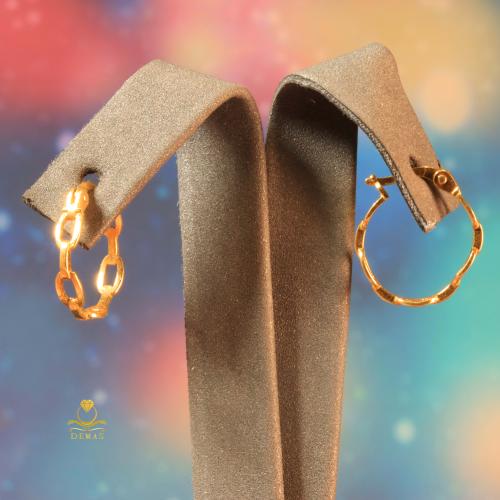 حلق تصميم مميز ذهب صافي عيار 18