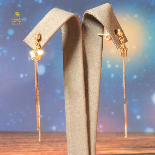 حلق نجمة بخيوط الروز والذهب الابيض عيار18