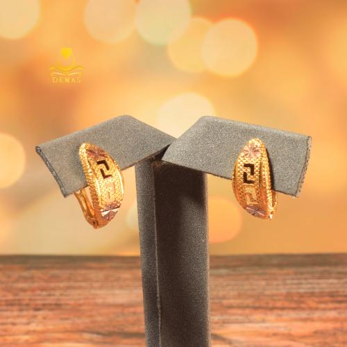 حلق ذهب تصميم فرزاتشي 3 ألوان عيار 21