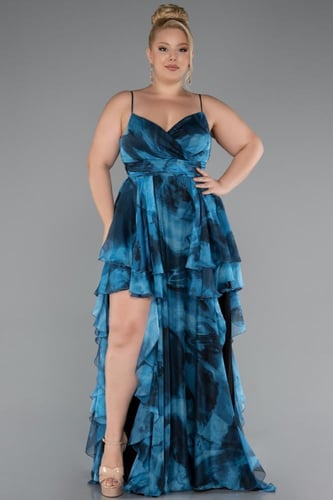 فستان مشجر مكشكش بلا أكمام