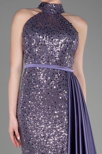 فستان سهرة ترتر بقصة عنق ناعمة