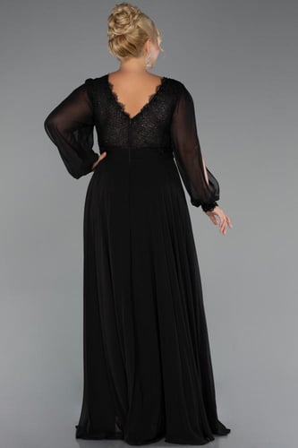 فستان سهرة شيفون طويل بأكمام قصيرة