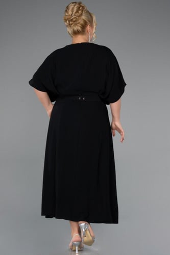 فستان سهرة ميدي بتصميم واسع