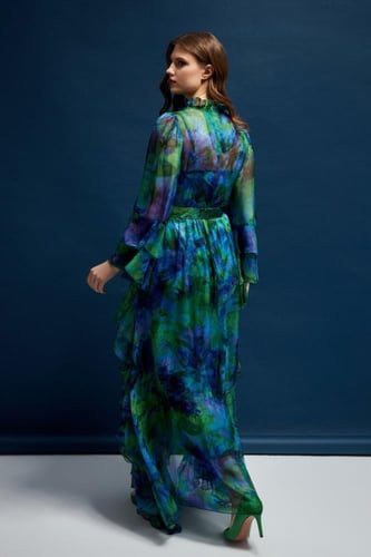 فستان سهرة مشجر من الشيفون الحريري