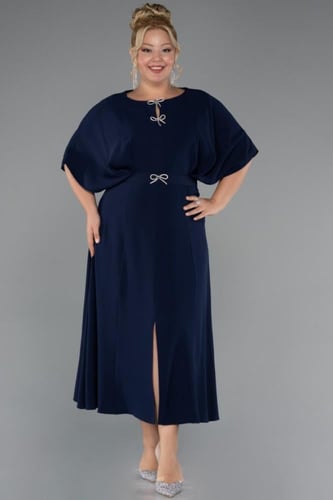 فستان سهرة ميدي بتصميم واسع