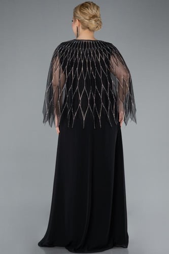 فستان سهرة قطعتين بأكمام شفافة