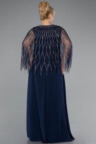 فستان سهرة قطعتين بأكمام شفافة