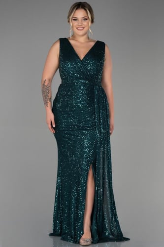 فستان سهرة من الترتر بلا أكمام