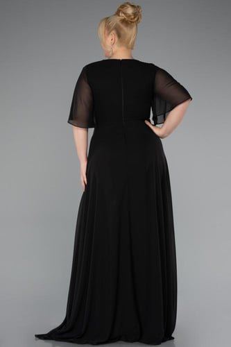 فستان سهرة شيفون طويل بأكمام قصيرة