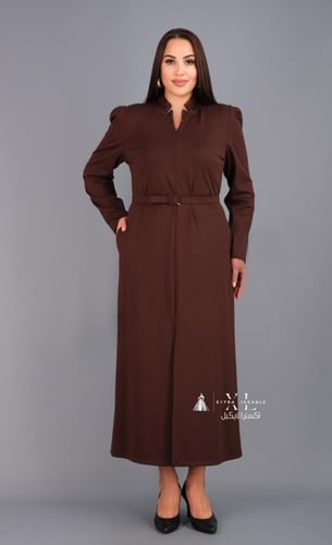 فستان ميدي ناعم بياقة جميلة