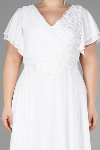 فستان سهرة شيفون بأكمام قصيرة