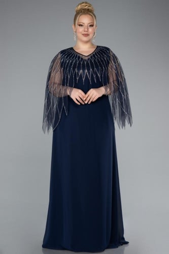 فستان سهرة قطعتين بأكمام شفافة