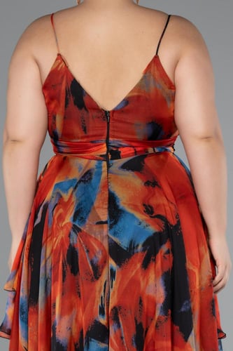 فستان مشجر مكشكش بلا أكمام