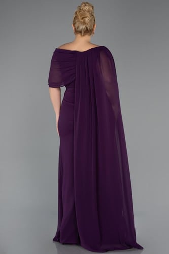 فستان سهرة شيفون ناعم بكم منسدل طويل