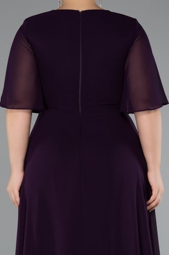 فستان سهرة شيفون طويل بأكمام قصيرة