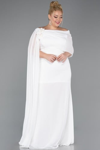 فستان سهرة شيفون ناعم بكم منسدل طويل