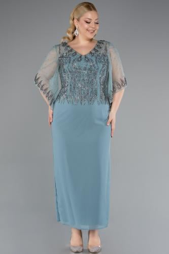 فستان سهرة ميدي بتطريز ناعم