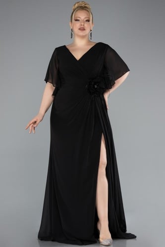 فستان سهرة شيفون بوردة خصر مطرزة