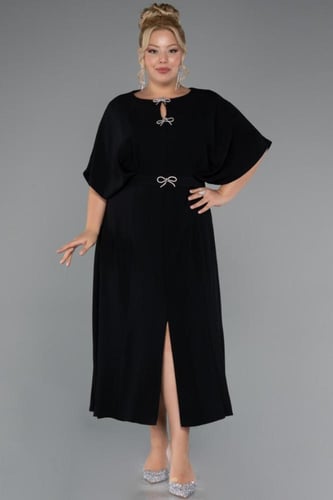 فستان سهرة ميدي بتصميم واسع