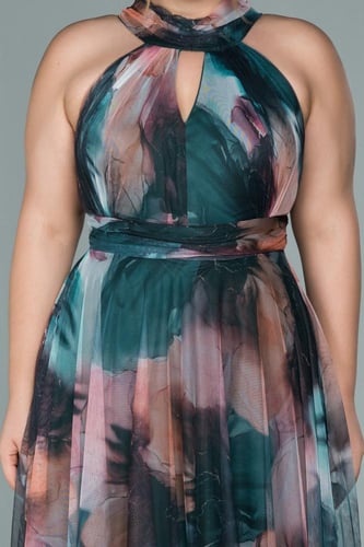 فستان طويل مشجر بلا أكمام