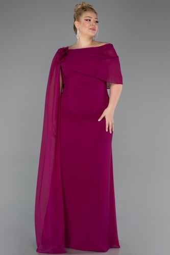 فستان سهرة شيفون ناعم بكم منسدل طويل