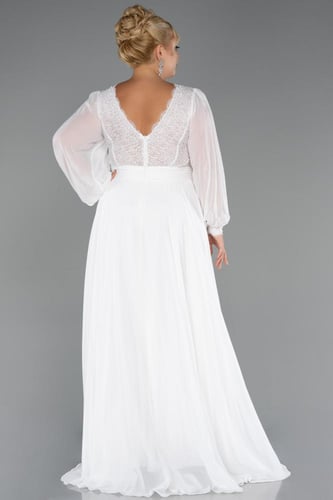 فستان سهرة شيفون طويل بأكمام قصيرة