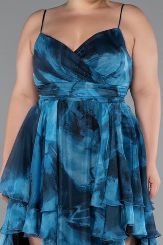 فستان مشجر مكشكش بلا أكمام