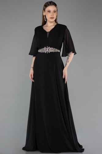 فستان سهرة يتطريز خصر أنيق