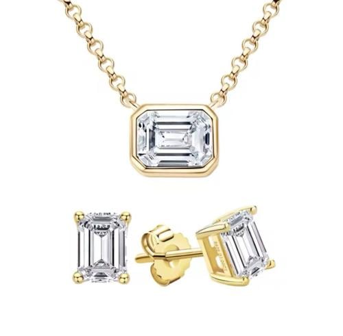 Emerald-Cut Jewelry Set in Gold