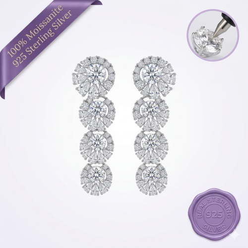 Royal Cascade Moissanite Drop Earrings