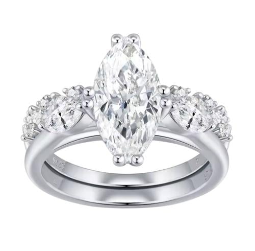 Marquise Three-Stone Moissanite Ring